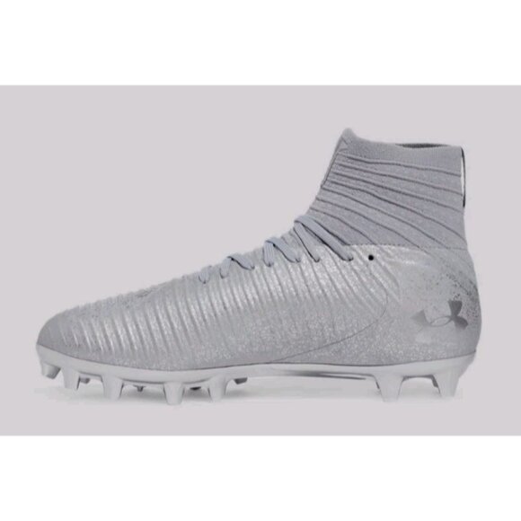 UNDER ARMOUR HIGHLIGHT 2 MC KNIT SILVER FOOTBALL CLEATS MEN\'S SIZE 9.5 NEW main image 8